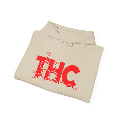 THC Molecule Hoodie – Red Chemistry Logo Cannabis Sweatshirt