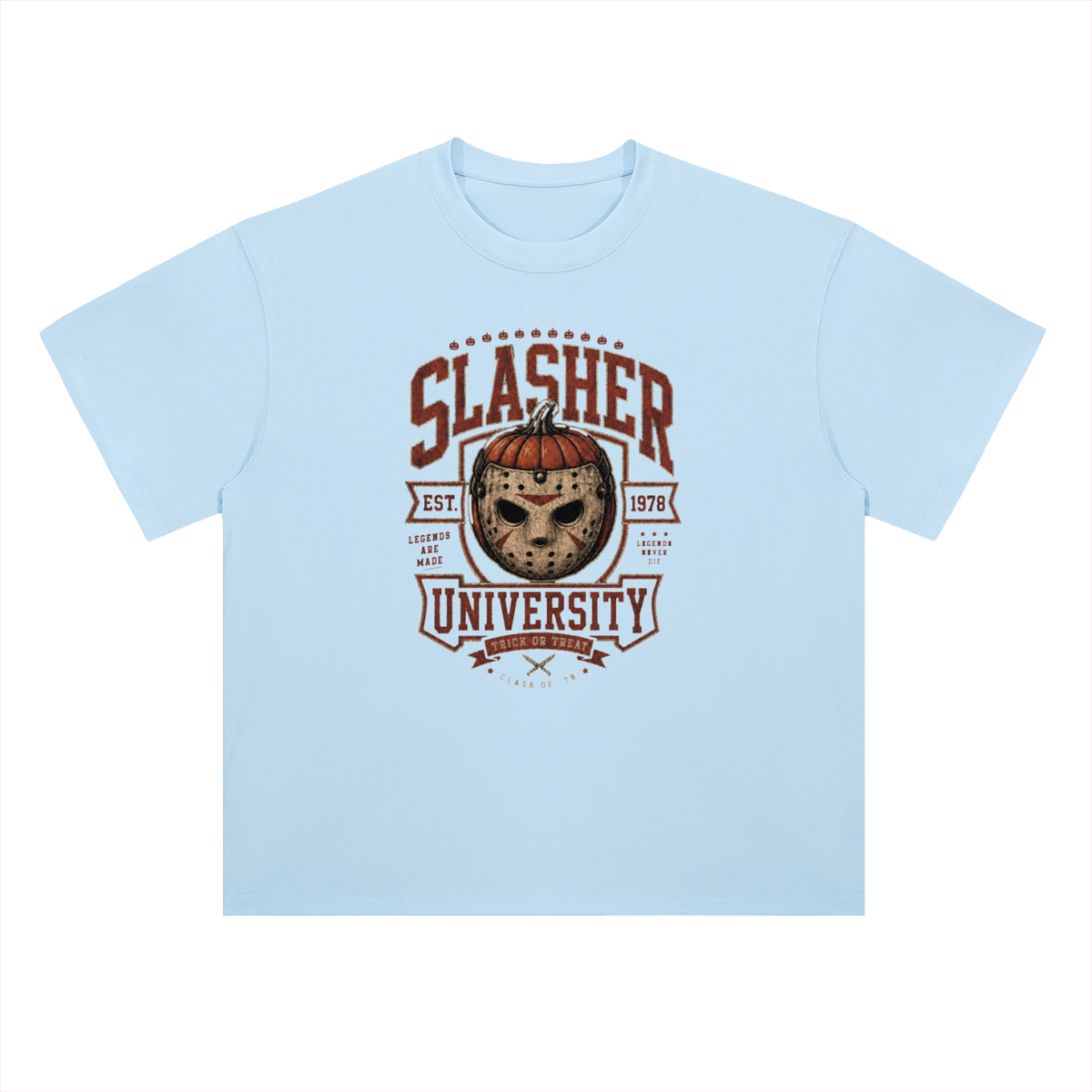 Slasher University Horror Mask Graphic Drop Shoulder Tee