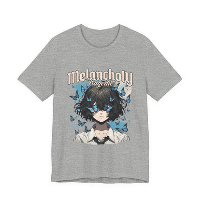 Melancholy Tragedia Anime Tee — Blue Butterflies Graphic T-Shirt