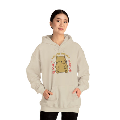 Hoodie — Cute 'You Are Enough' Kawaii Cat Comfort Hoodie