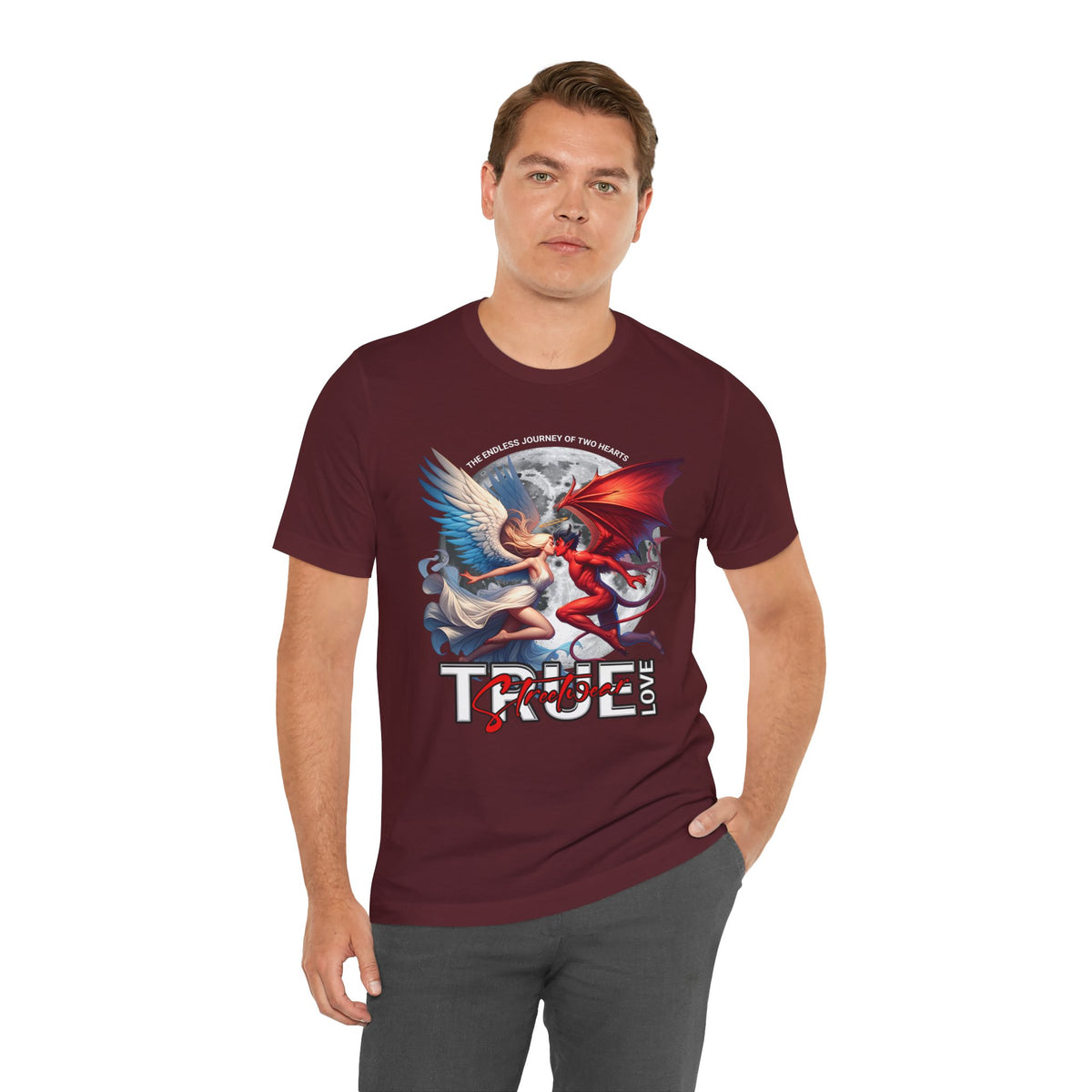 True Love Tee — Angel & Devil Heart Graphic T-Shirt