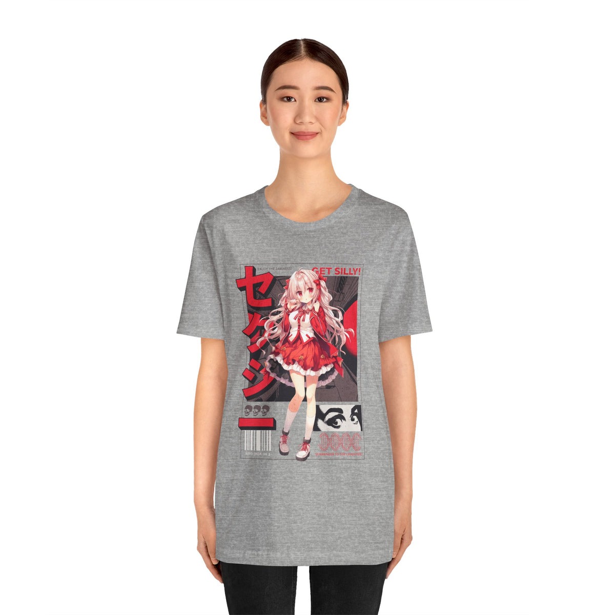 Anime Girl Graphic Tee — "Get Silly!" Red Harajuku Style T-Shirt