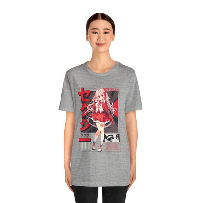 Anime Girl Graphic Tee — "Get Silly!" Red Harajuku Style T-Shirt