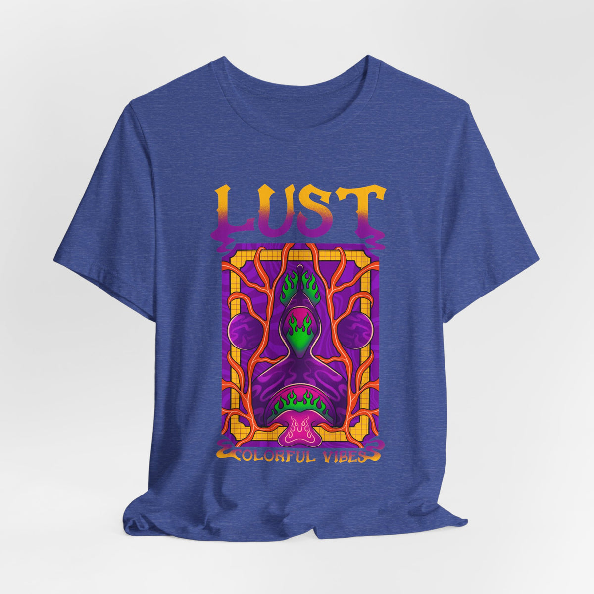 Lust Colorful Vibes Graphic Tee — Psychedelic Tarot-Inspired T-Shirt