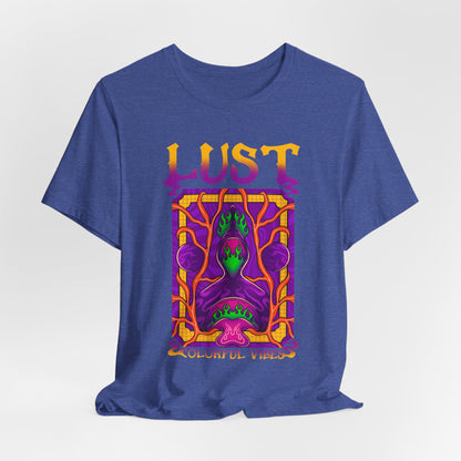 Lust Colorful Vibes Graphic Tee — Psychedelic Tarot-Inspired T-Shirt