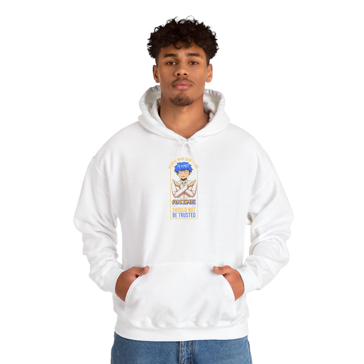 Anime Blue-Haired Character Hoodie — 'Promise to Be Trusted' Graphic Pullover