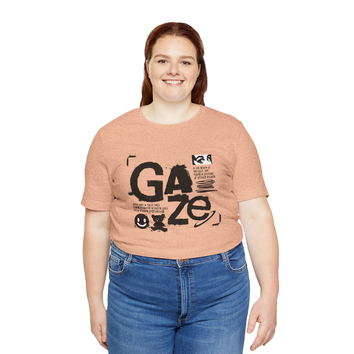 Gaze Typography Graphic Tee — Abstract Monochrome Text Art T-Shirt