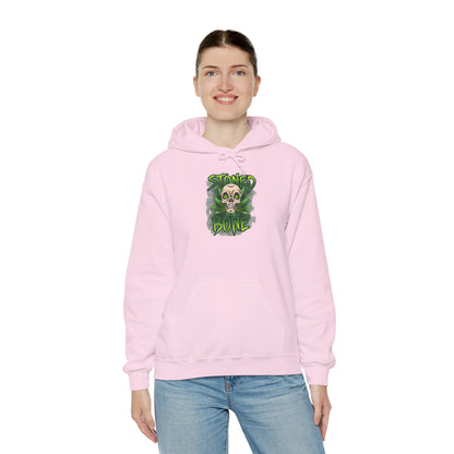 Skull 'Stoned Bone' Hoodie – Green Cannabis Skull Graphic Pullover