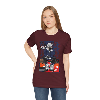 Anime Sneakerhead Tee — Sitting Character on Shoe Boxes with Japanese Text