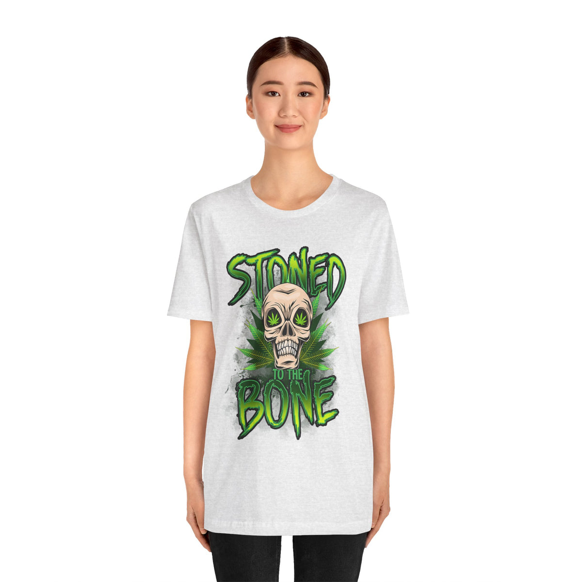 Stoned to the Bone Skull Tee — Cannabis Leaf Graphic T-Shirt