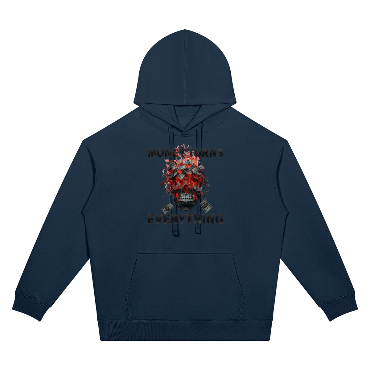 Burning Money Two-Sided Graphic Drop Shoulder Hoodie