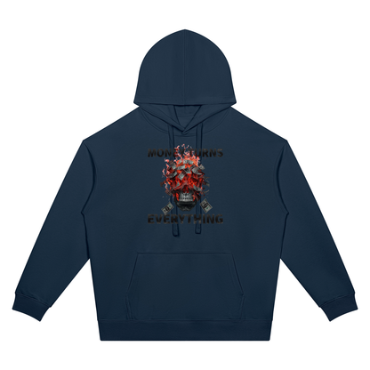 Burning Money Two-Sided Graphic Drop Shoulder Hoodie
