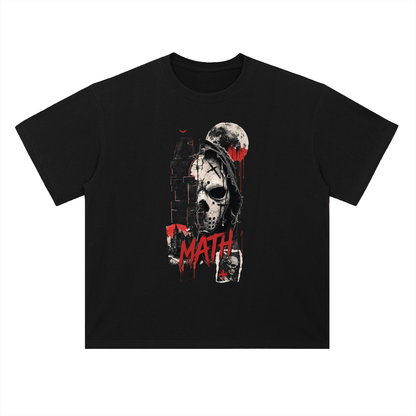 Aftermath Skull and Moon Grunge Graphic Drop Shoulder Tee