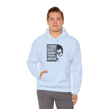 Queen Portrait Hoodie — "Strong Beauty Smart Powerful Queen" Empowerment Sweatshirt