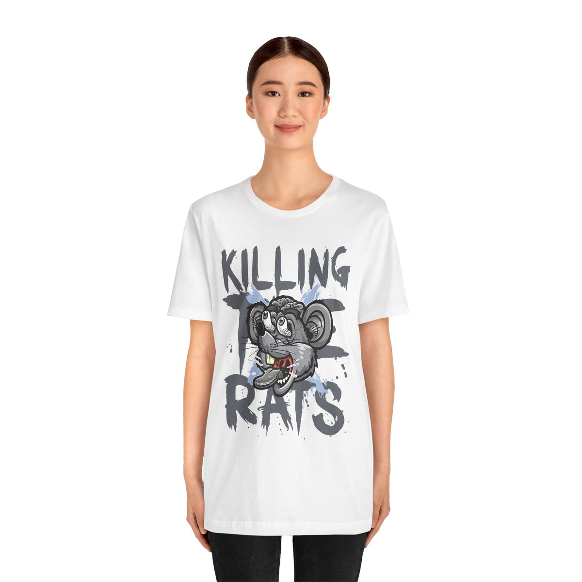 Killing Rats Graphic Tee – Edgy Cartoon Rat Skull Streetwear