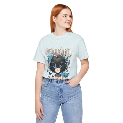 Melancholy Tragedia Anime Tee — Blue Butterflies Graphic T-Shirt