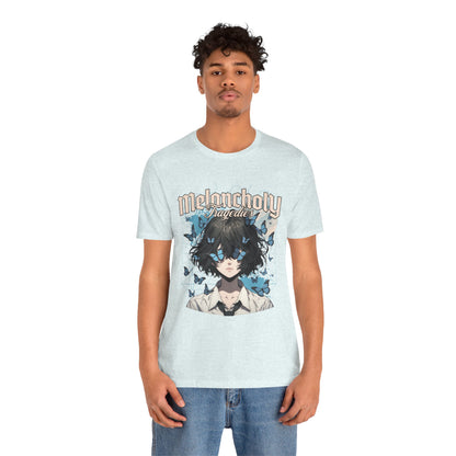 Melancholy Tragedia Anime Tee — Blue Butterflies Graphic T-Shirt