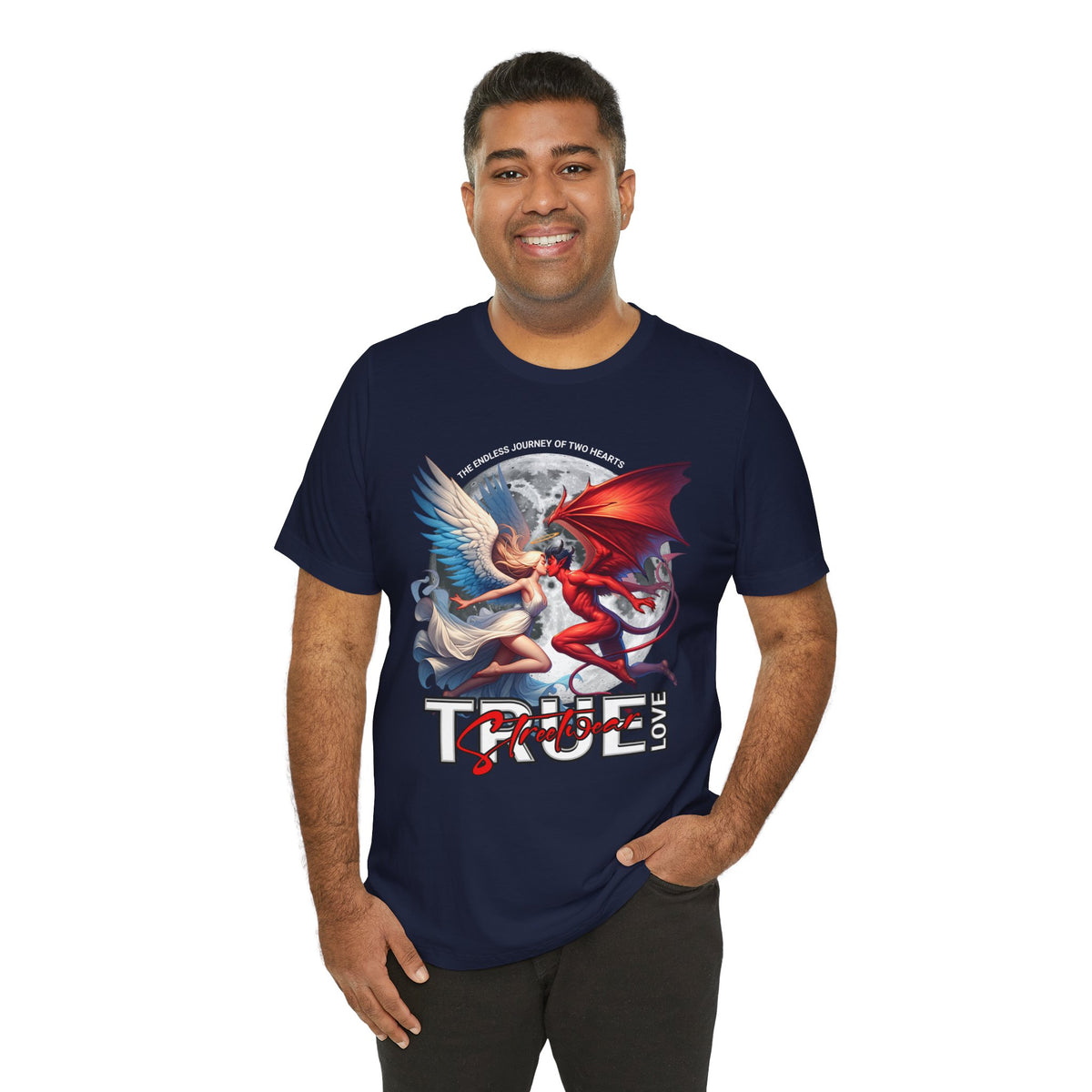 True Love Tee — Angel & Devil Heart Graphic T-Shirt