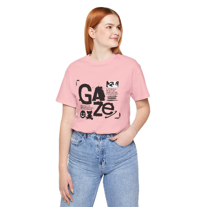Gaze Typography Graphic Tee — Abstract Monochrome Text Art T-Shirt