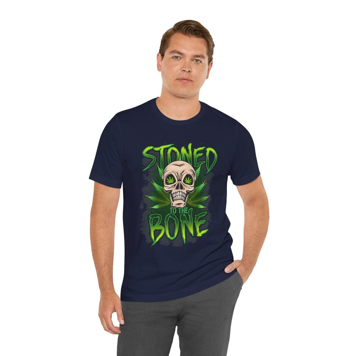 Stoned to the Bone Skull Tee — Cannabis Leaf Graphic T-Shirt