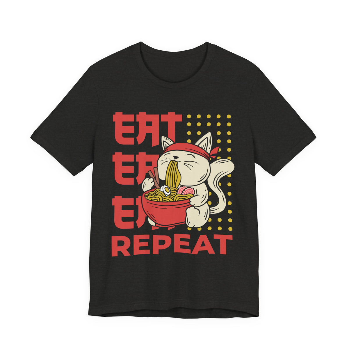 Ramen Cat Tee — "Eat Sleep Repeat" Cute Noodle Lover T-Shirt