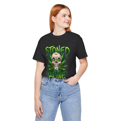 Stoned to the Bone Skull Tee — Cannabis Leaf Graphic T-Shirt