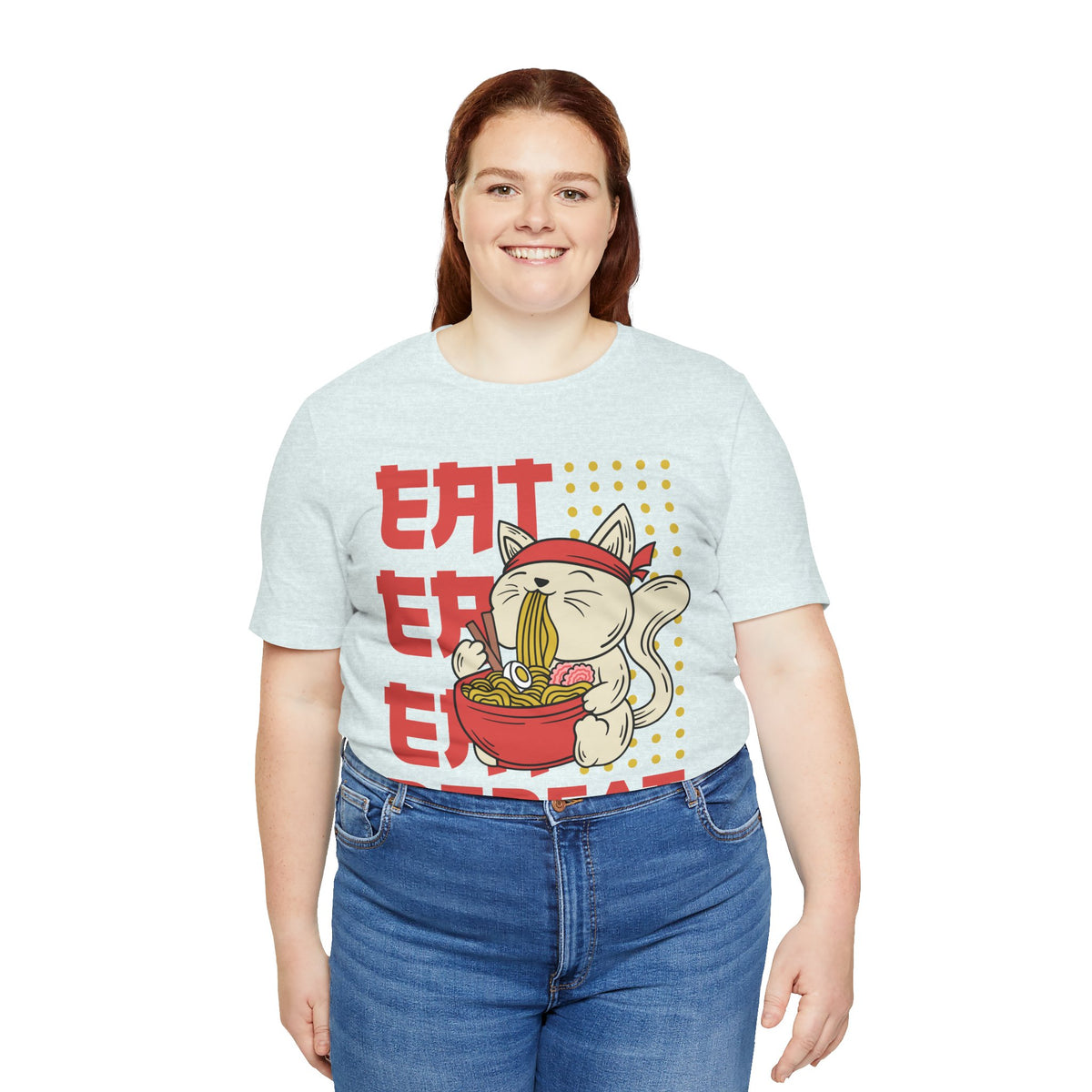 Ramen Cat Tee — "Eat Sleep Repeat" Cute Noodle Lover T-Shirt