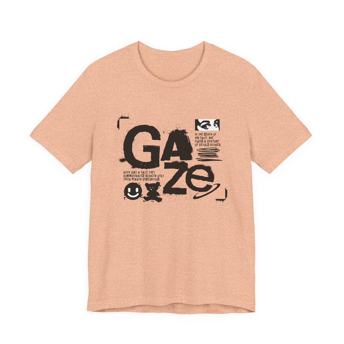 Gaze Typography Graphic Tee — Abstract Monochrome Text Art T-Shirt