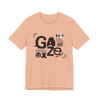 Gaze Typography Graphic Tee — Abstract Monochrome Text Art T-Shirt