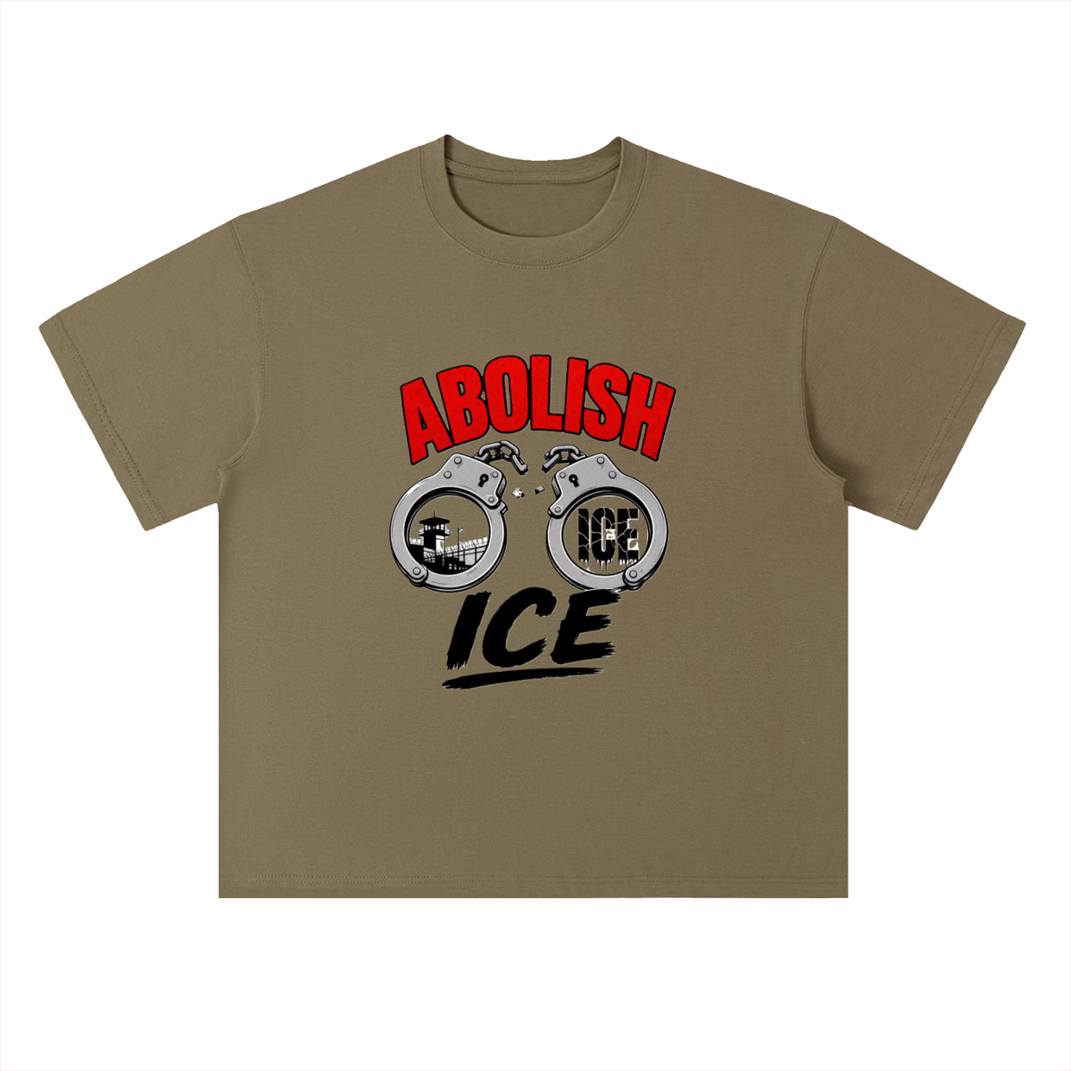 Abolish ICE Handcuffs Graphic Drop Shoulder Tee