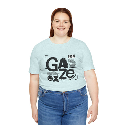 Gaze Typography Graphic Tee — Abstract Monochrome Text Art T-Shirt