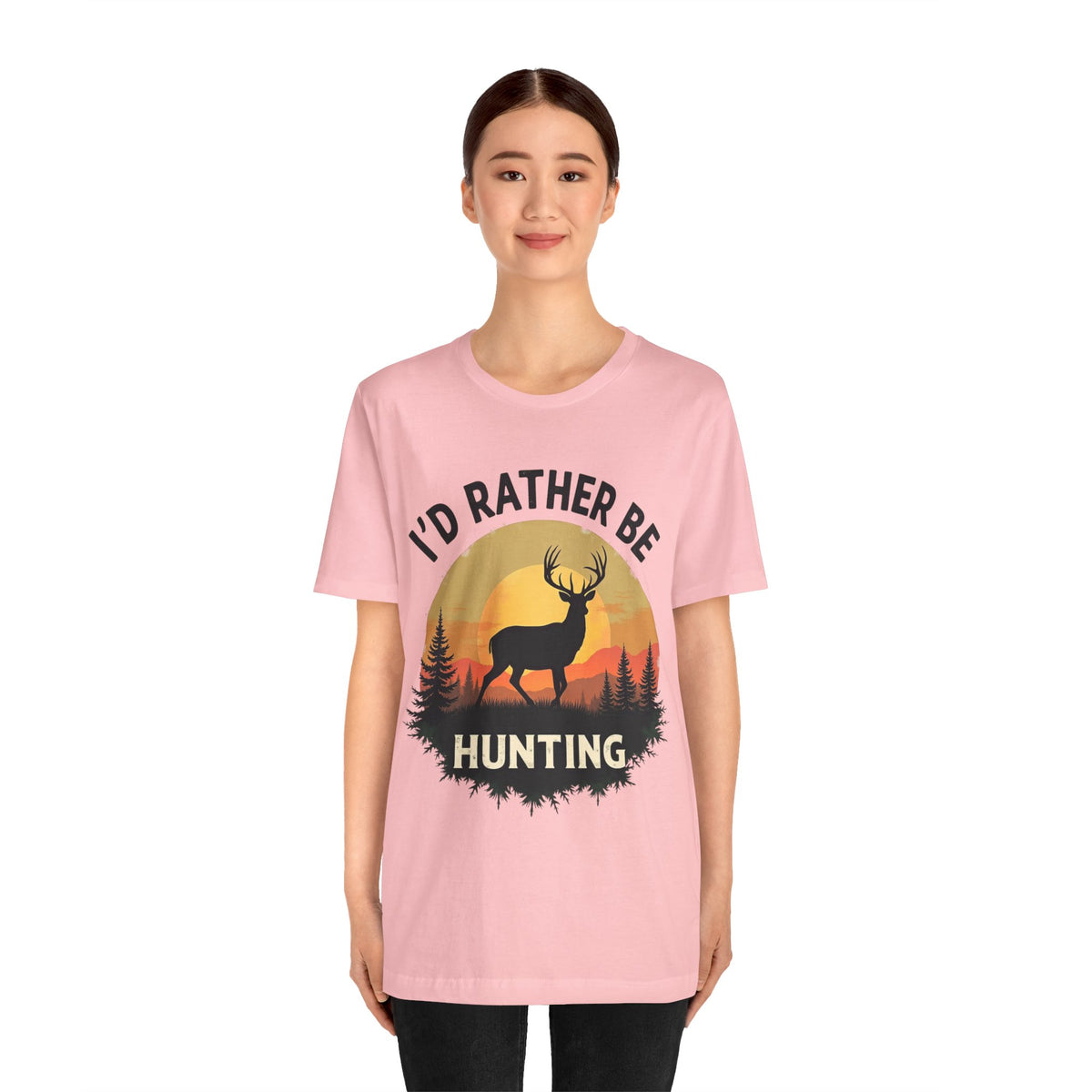 I'd Rather Be Hunting T‑Shirt — Deer Sunset Outdoor Hunting Tee