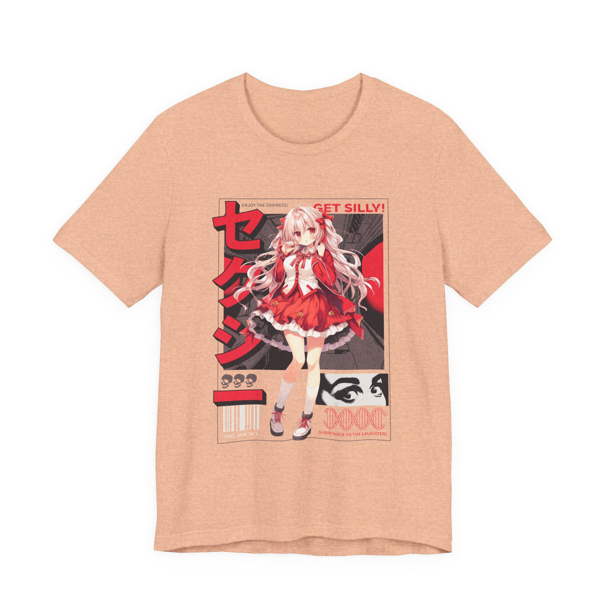 Anime Girl Graphic Tee — "Get Silly!" Red Harajuku Style T-Shirt
