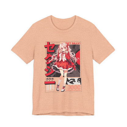 Anime Girl Graphic Tee — "Get Silly!" Red Harajuku Style T-Shirt