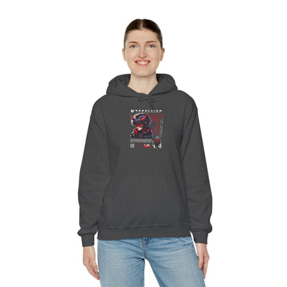 Cyber Samurai Hoodie — Futuristic Red Oni Graphic Pullover