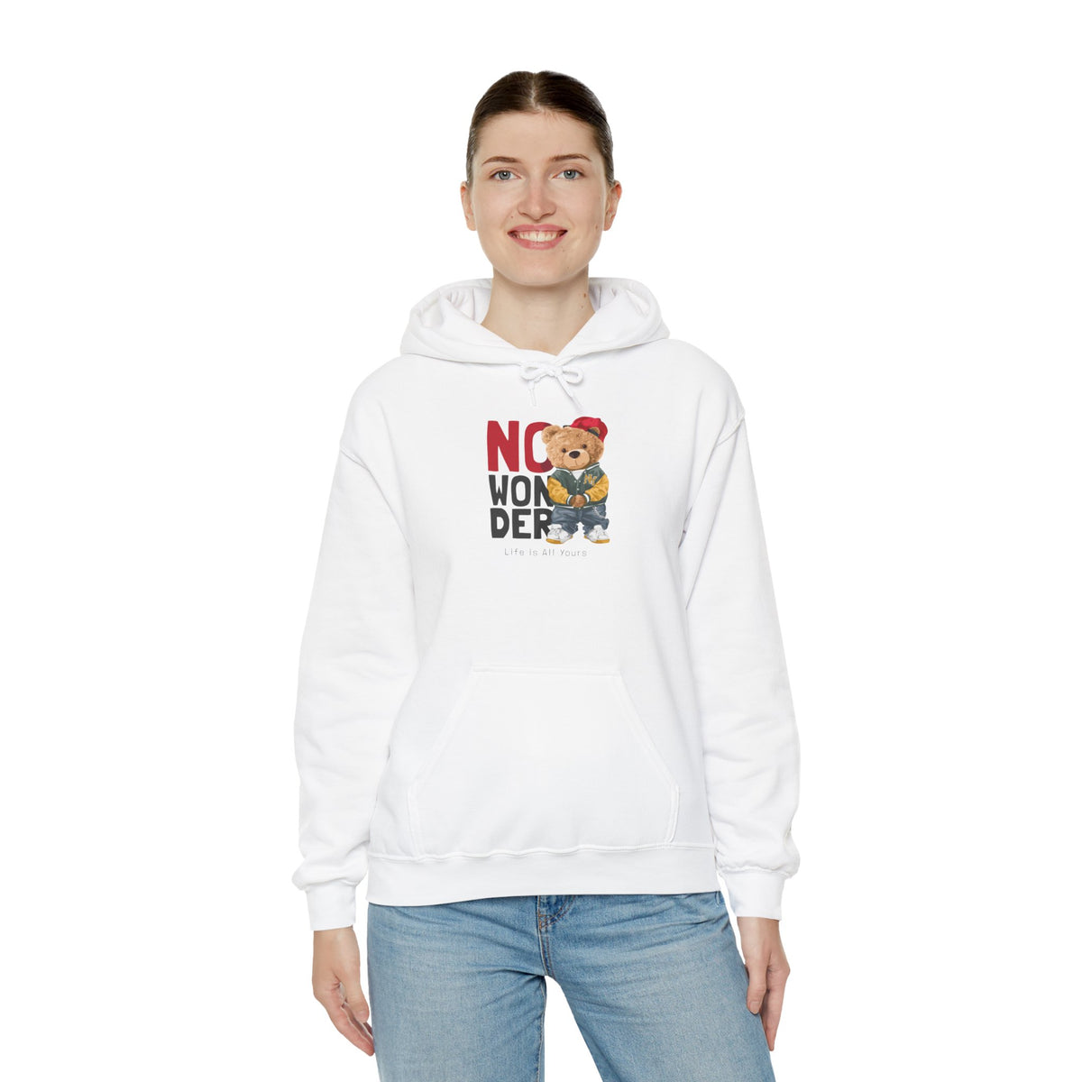 No Wonder Bear Hoodie – Cute Teddy Graphic Hooded Sweatshirt