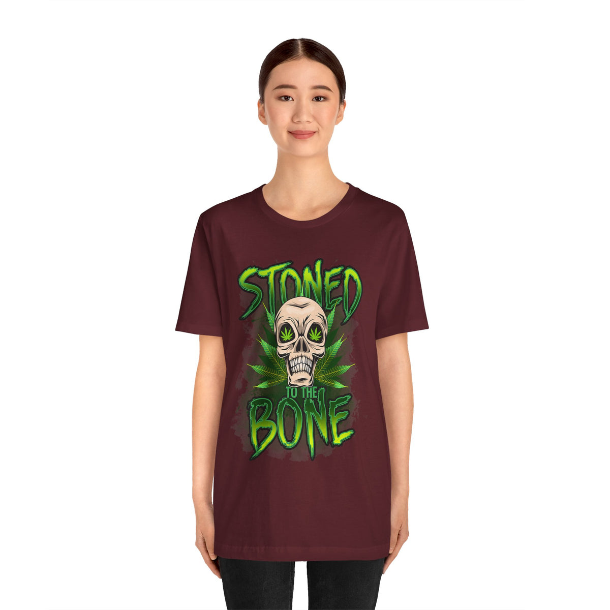 Stoned to the Bone Skull Tee — Cannabis Leaf Graphic T-Shirt