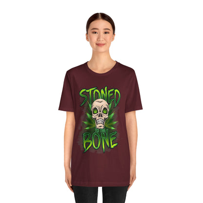 Stoned to the Bone Skull Tee — Cannabis Leaf Graphic T-Shirt