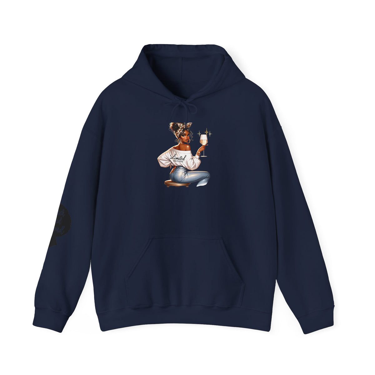 Cozy Chick Hoodie — Fashionable Woman Relaxing with Coffee Graphic Hooded Sweatshirt