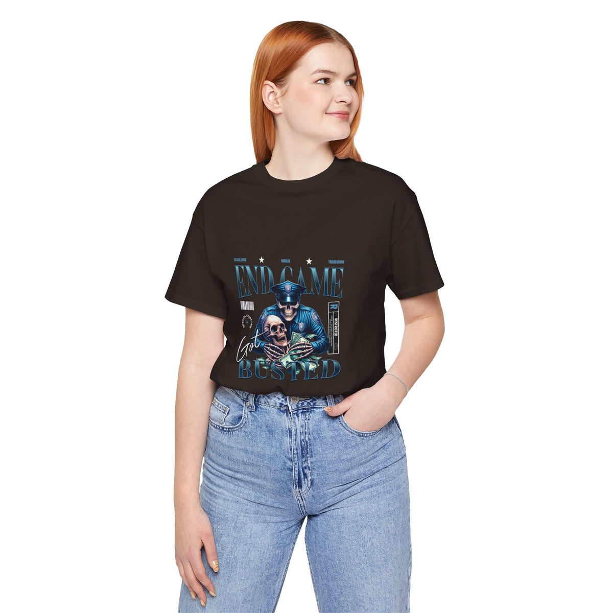 Endgame Got Busted Tee — Police Skull Graphic T-Shirt
