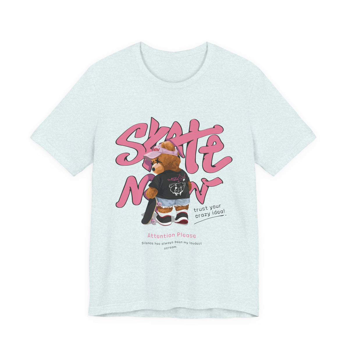 Skate Mom Bear Tee — Cute Pink Skateboard Graphic T-Shirt