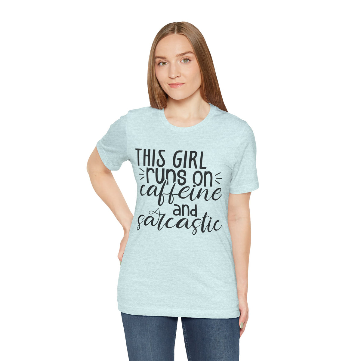 Funny Women’s Tee — "This Girl Runs on Caffeine and Sarcastic"