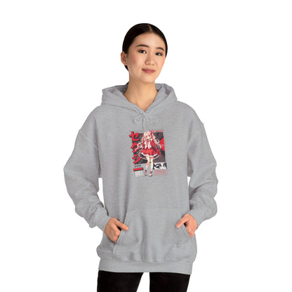 Anime Girl Graphic Hoodie — Red Retro Japanese Manga Design