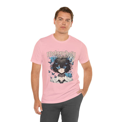 Melancholy Tragedia Anime Tee — Blue Butterflies Graphic T-Shirt