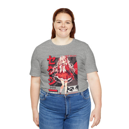 Anime Girl Graphic Tee — "Get Silly!" Red Harajuku Style T-Shirt