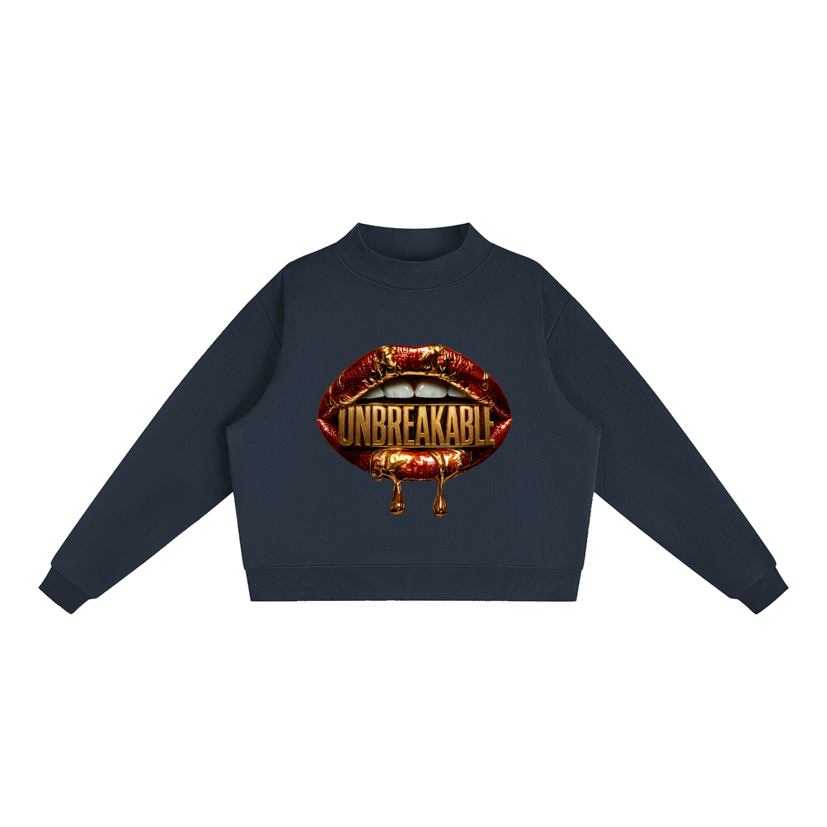 Unbreakable Lips Oversized Mock-Neck Sweatshirt