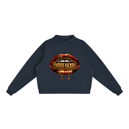 Unbreakable Lips Oversized Mock-Neck Sweatshirt