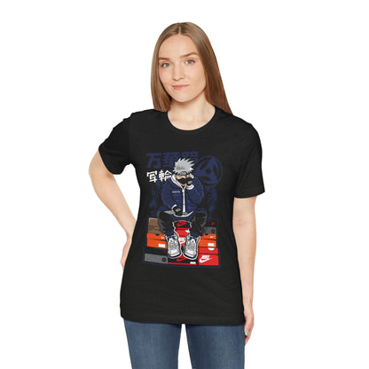 Anime Sneakerhead Tee — Sitting Character on Shoe Boxes with Japanese Text