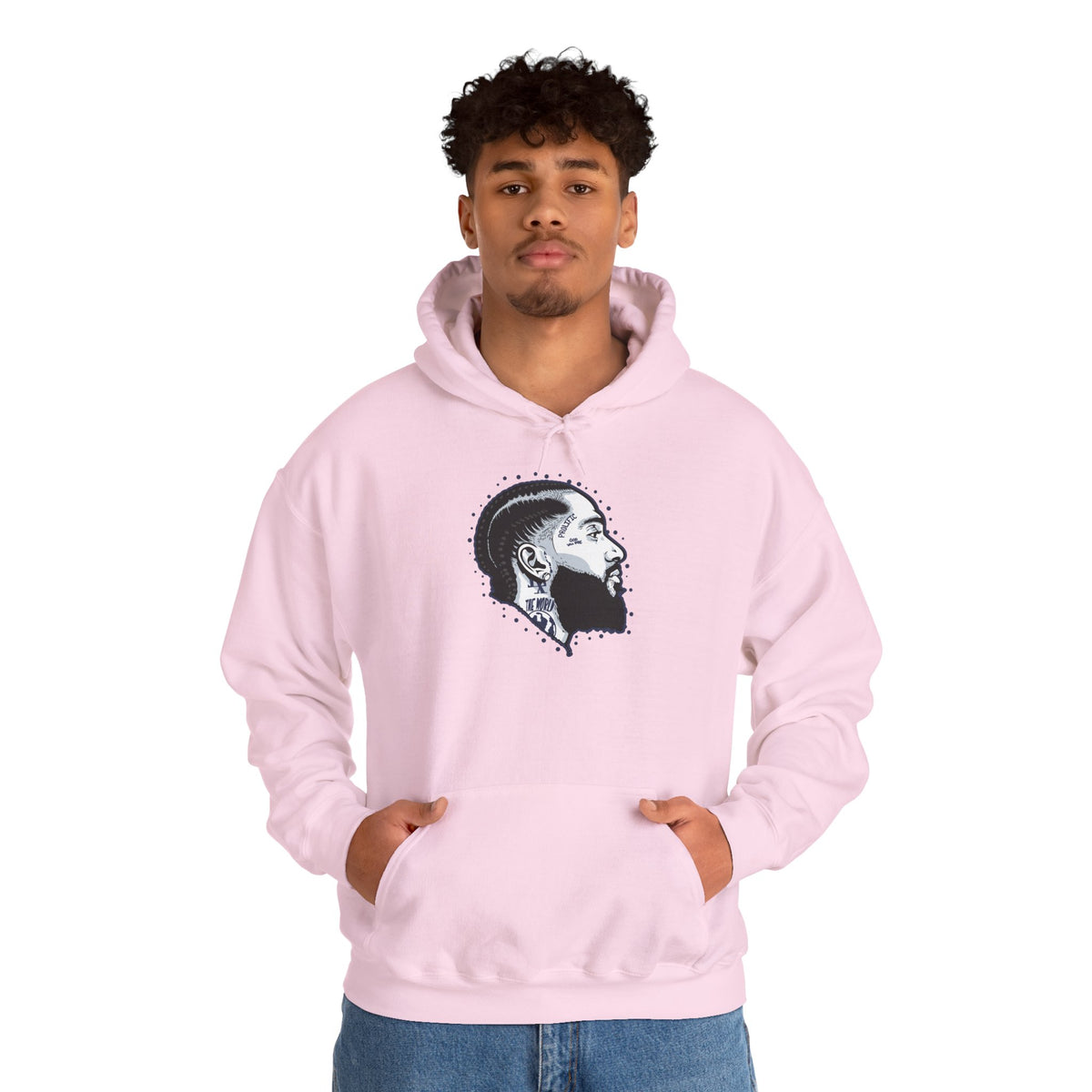 Portrait Graphic NIPSEY – Side Profile Ink Illustration Hooded