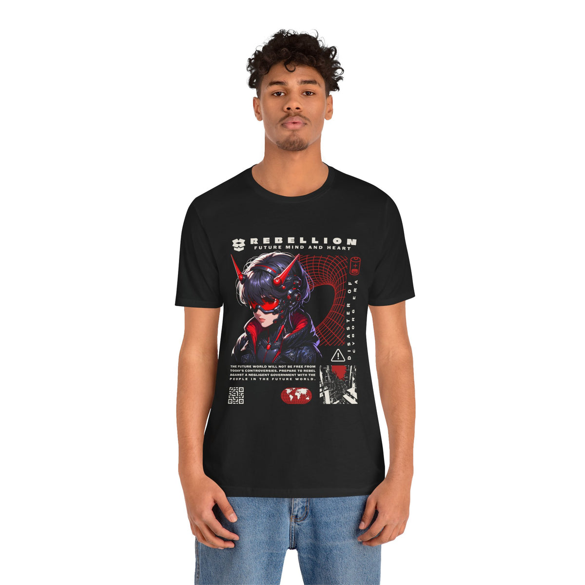 Anime Devil Girl Graphic Tee — "Rebellion" Cyberpunk Streetwear